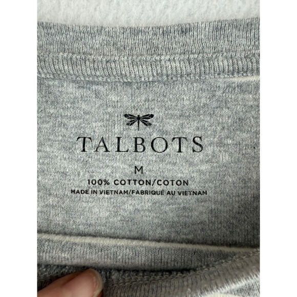 Talbots Womens Gray Cream Stripe Boat Neck Long Sleeve Cotton Tunic Top M - Picture 4 of 7